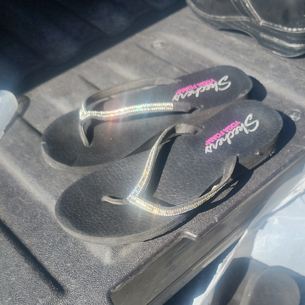 Skechers Black Sandals with Iridescent Straps